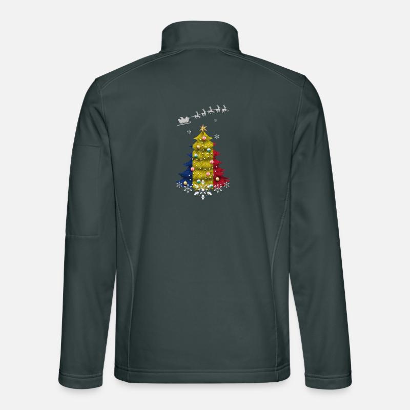 Christmas tree with Romania flag Unisex Softshell Jacket