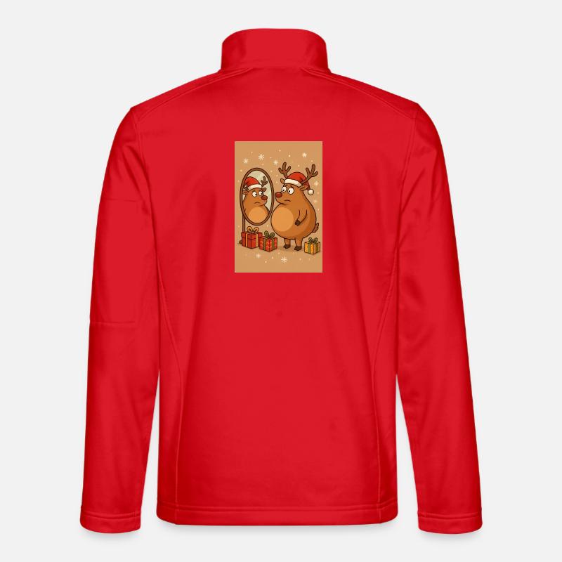 Christmas – Rene Humorous Design - Unisex Softshell Jacket - red