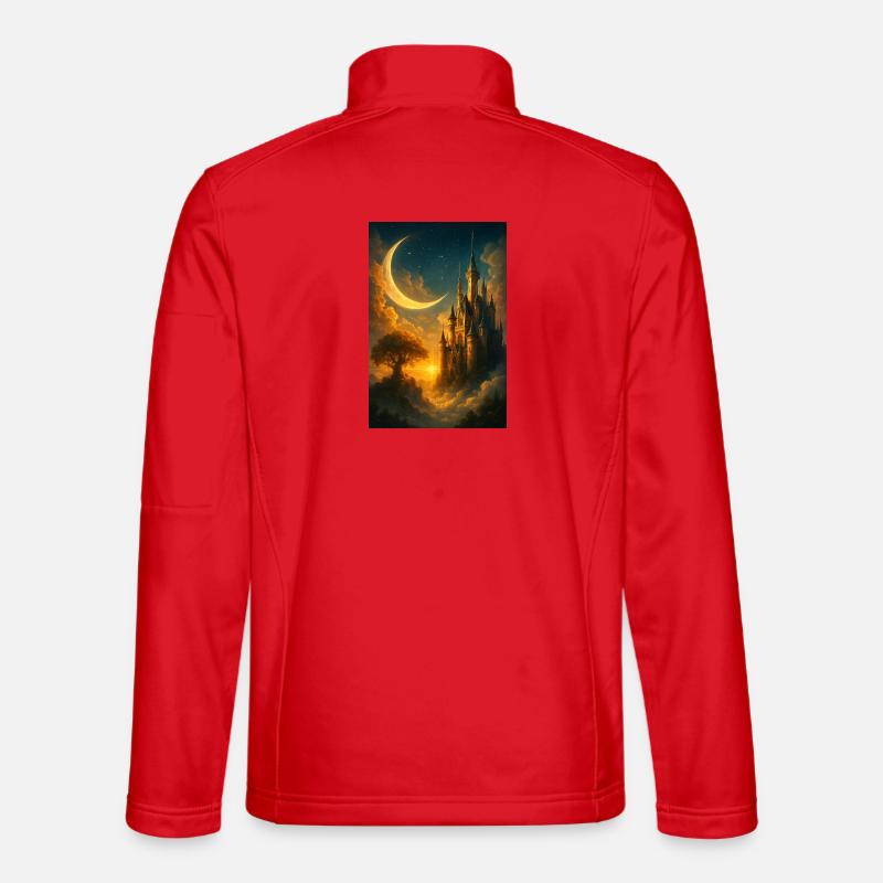 Moonlit Castle Dreamscape - Unisex Softshell Jacket - red