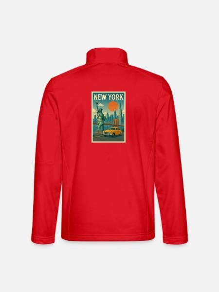 New York Retro City Reiseplakat - Unisex Softshelljacke - Rot