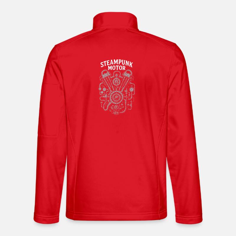 Steampunk Motor Heart - Unisex Softshell Jacket - red