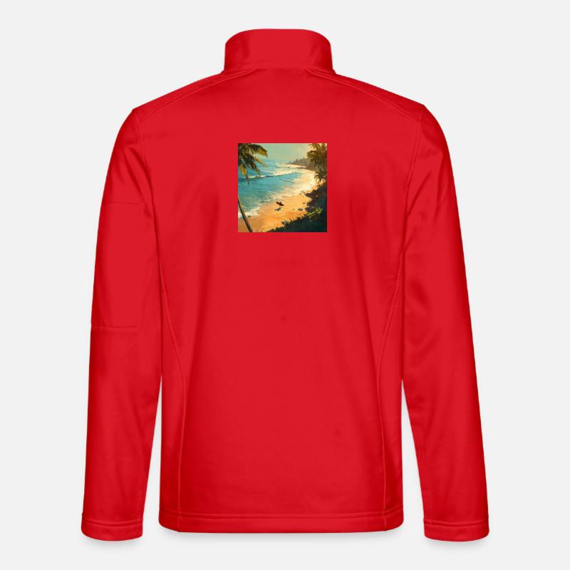 Sonnenstrand Surfer am Palmenstrand - Unisex Softshelljacke - Rot