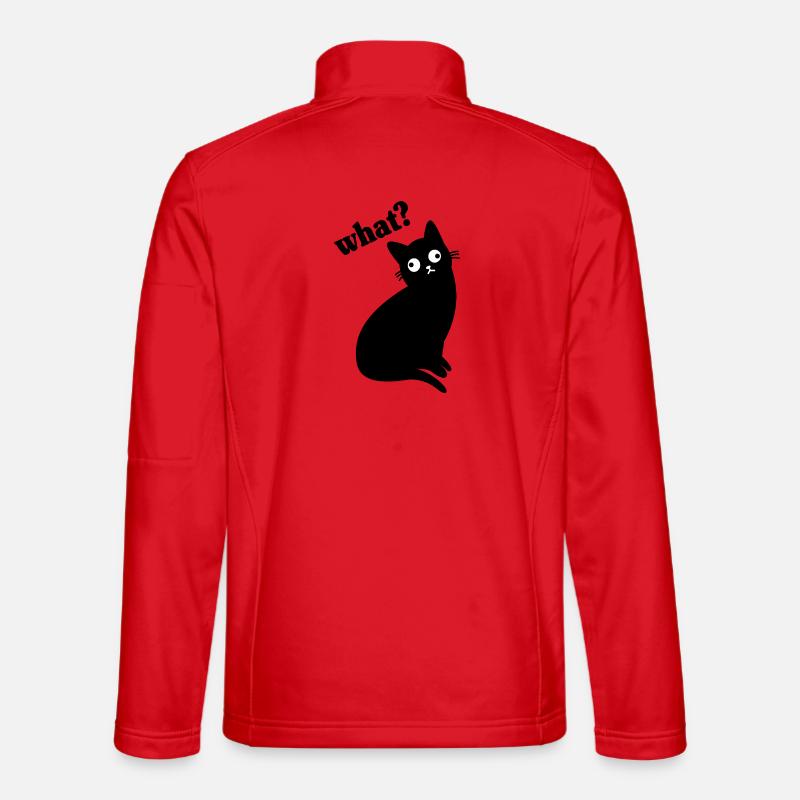Lustige Schwarze Katze What  - Unisex Softshelljacke - Rot