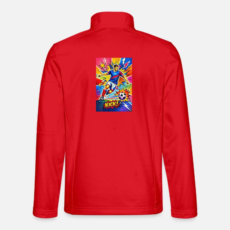 Pop-Art-Fußballexplosion - Unisex Softshelljacke - Rot