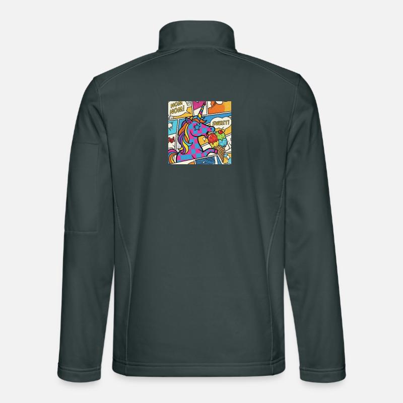 Licorne Pop Art Délice Arc en Ciel Veste en tissu softshell Unisexe