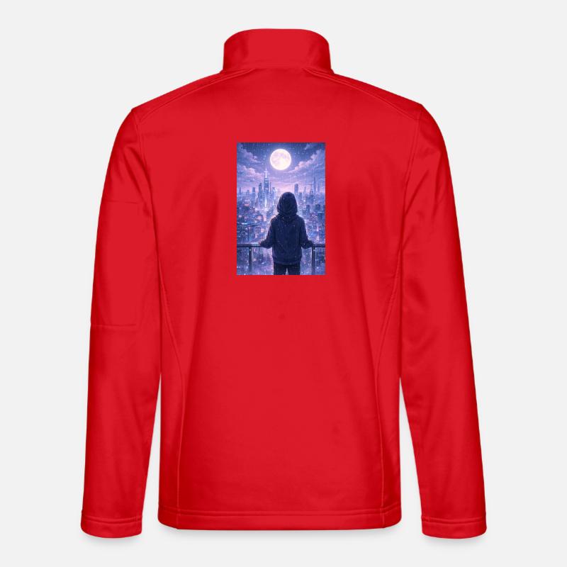 Night Skyline Neon-Hoodie - Unisex Softshelljacke - Rot