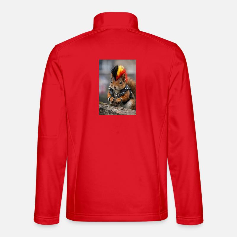 Punk Eichhörnchen mit Lederweste - Unisex Softshelljacke - Rot