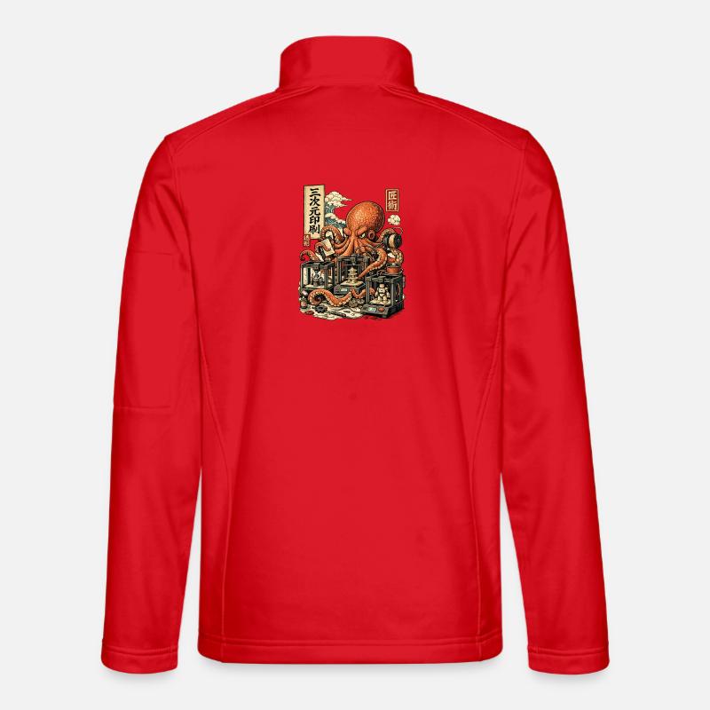 Octopus Master of 3D Printing - Unisex Softshell Jacket - red