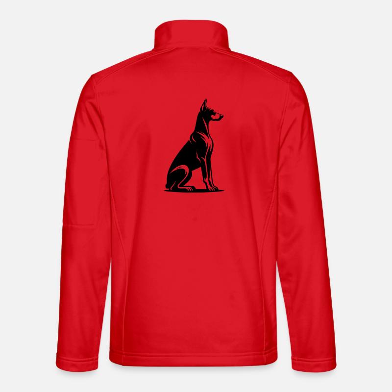 Loyal Doberman Guard Dog Silhouette - Unisex Softshell Jacket - red