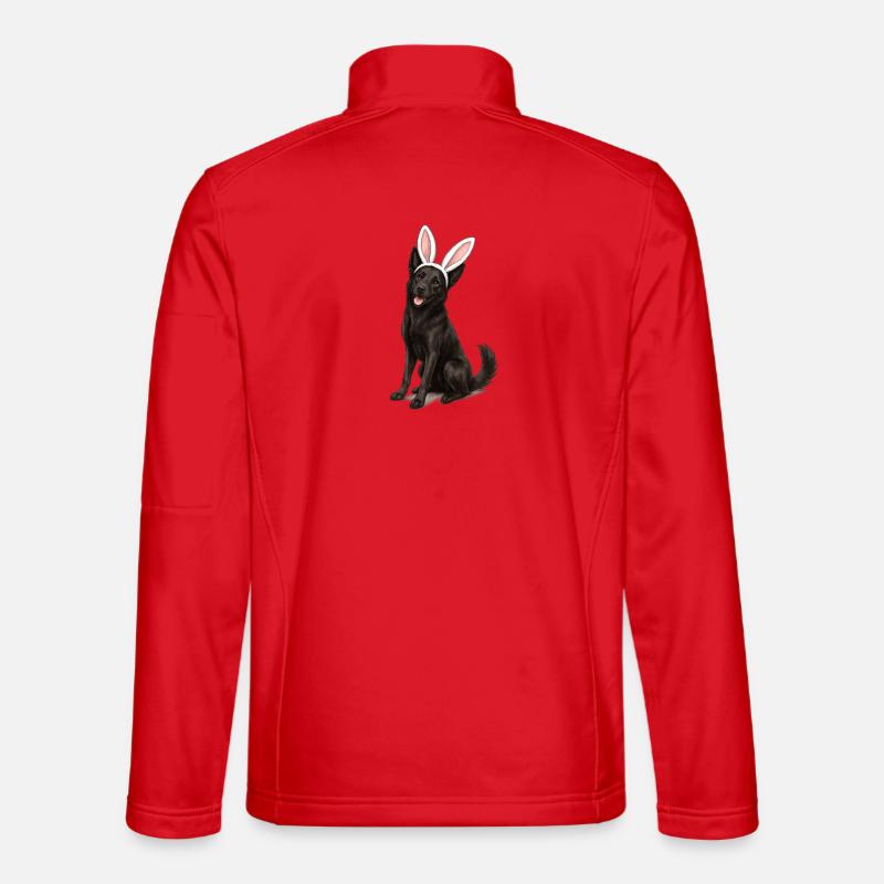 Schwarzer Hund mit Hasenohren Unisex Softshelljacke