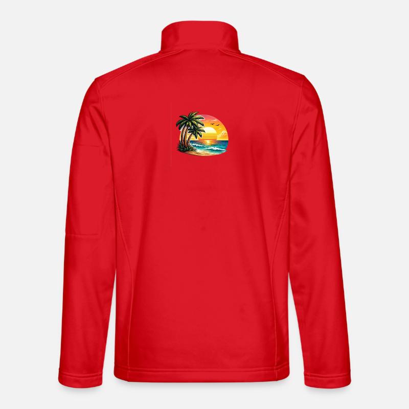 Palmenstrand Sonnenuntergang - Unisex Softshelljacke - Rot