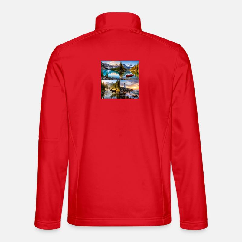 Collage des paysages naturels alpins Veste en tissu softshell Unisexe