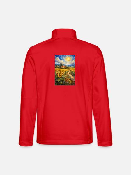 Sonnenblumenweg im Goldfeld - Unisex Softshelljacke - Rot - Hinten