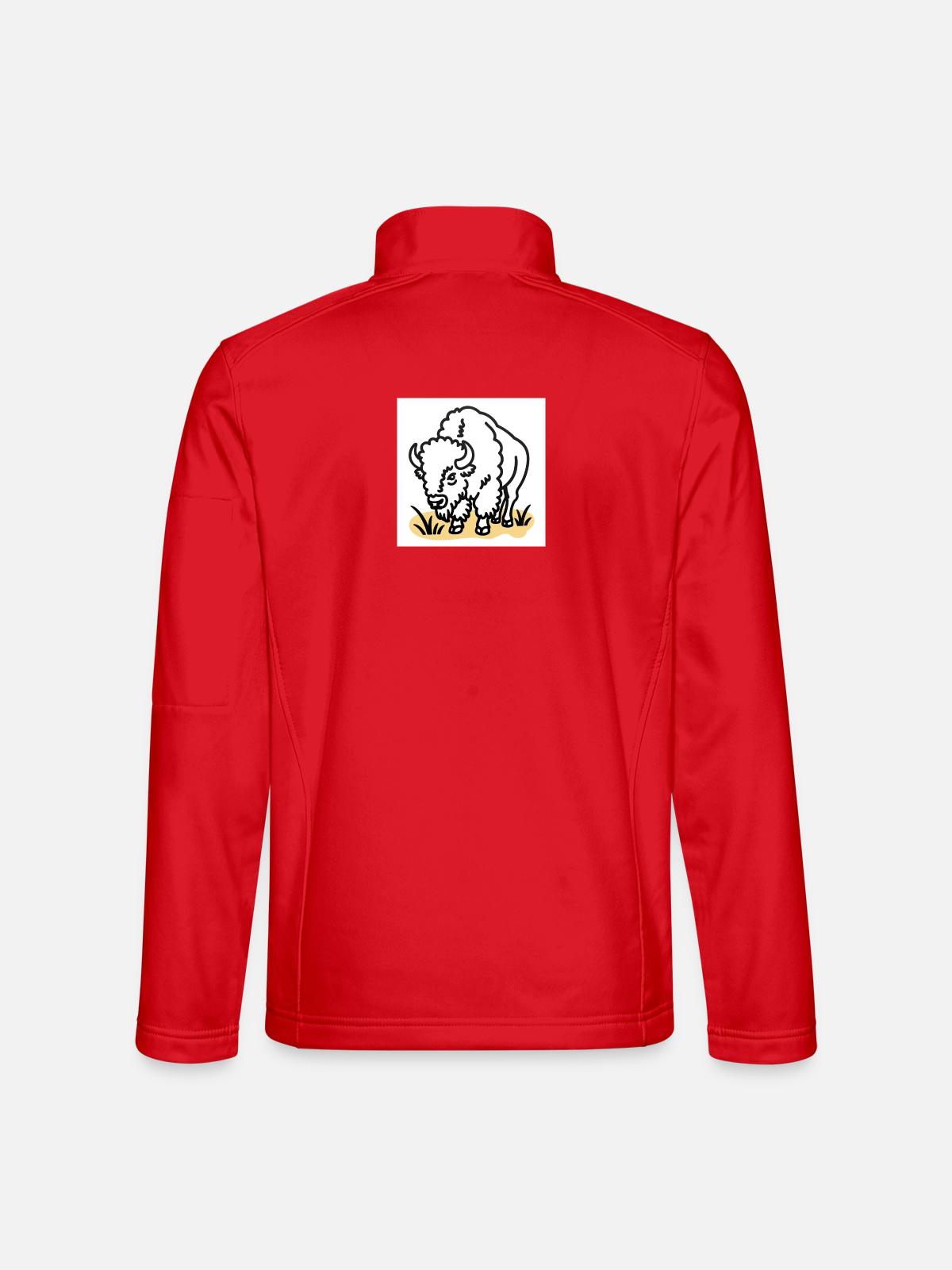 Bison on yellow grass - Unisex Softshell Jacket - red - Back