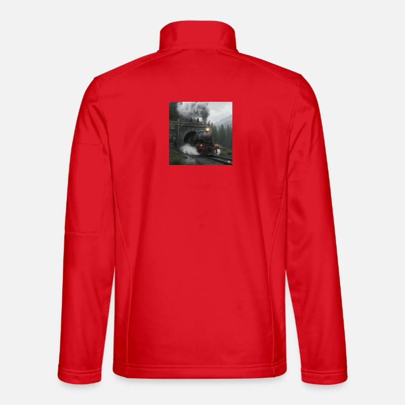 Train à vapeur à travers la forêt au tunnel Veste en tissu softshell Unisexe