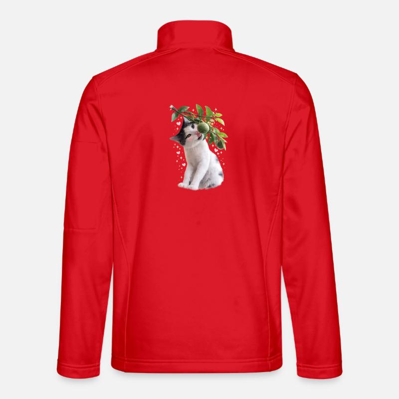 Neugierige Katze mit Limette auf dem Ast Unisex Softshelljacke