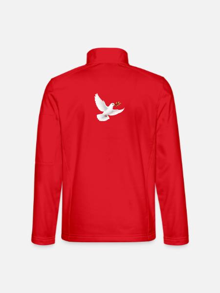 Colombe blanche avec rameau d’olivier - Colombe de la paix - Veste en tissu softshell Unisexe - rouge - Dos