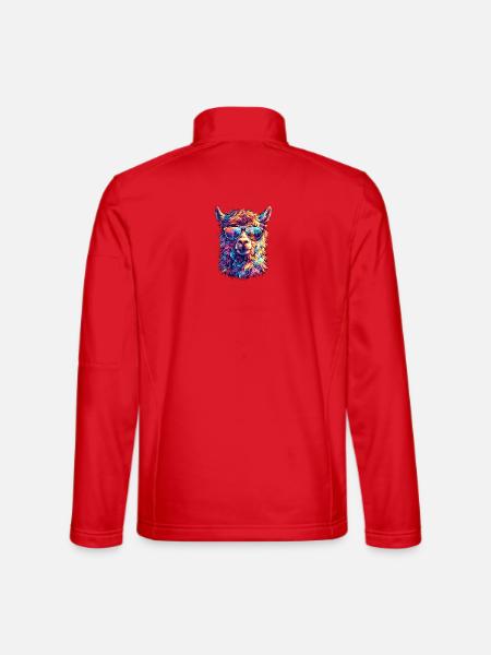 Llama in neon sunglasses - Unisex Softshell Jacket - red - Back