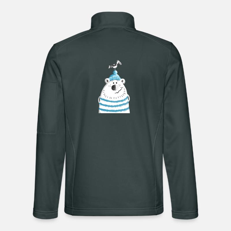 Seebär mit Möwe - Bär - Kapitän - Comic Unisex Softshelljacke