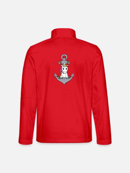 Anchor Unicorn Maritime Mythical Creature Sailor Ahoy - Unisex Softshell Jacket - red - Back