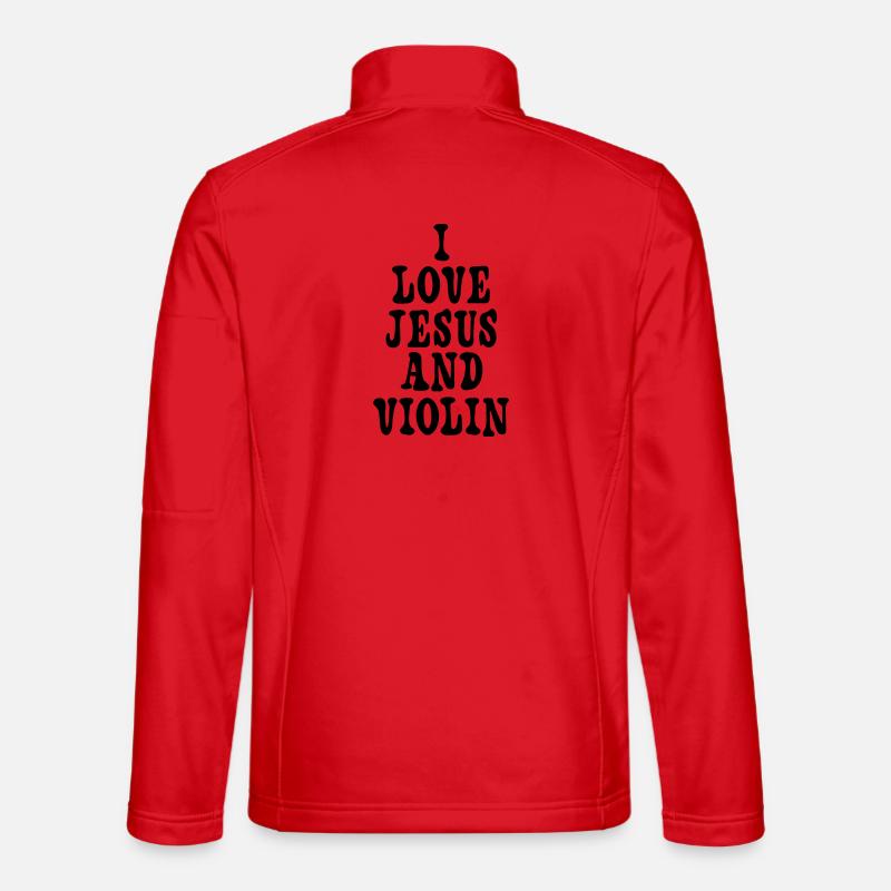 I love Jesus and violin - Unisex Softshell Jacket - red