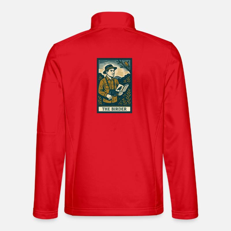 The Birdwatcher Illustration - Unisex Softshell Jacket - red