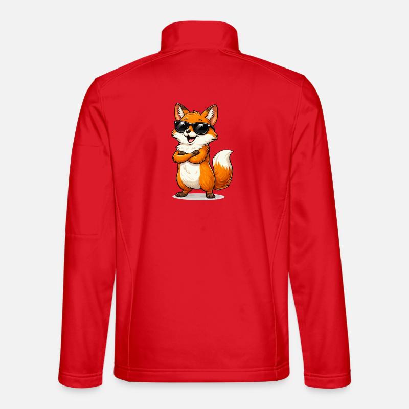 Cool fox with sunglasses - Unisex Softshell Jacket - red
