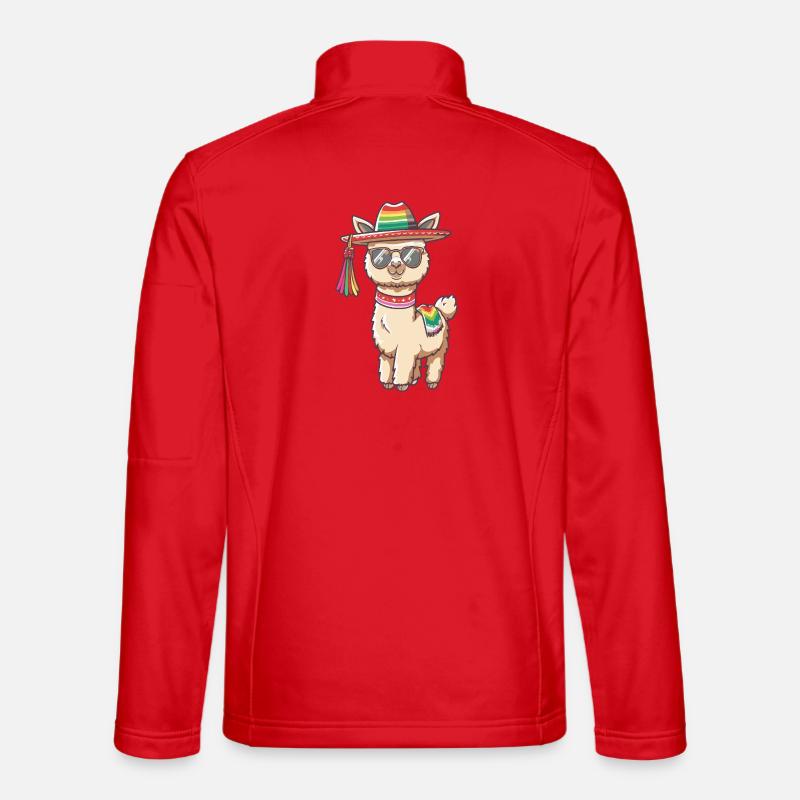 Alpaca Llama Funny Sombrero - Unisex Softshell Jacket - red