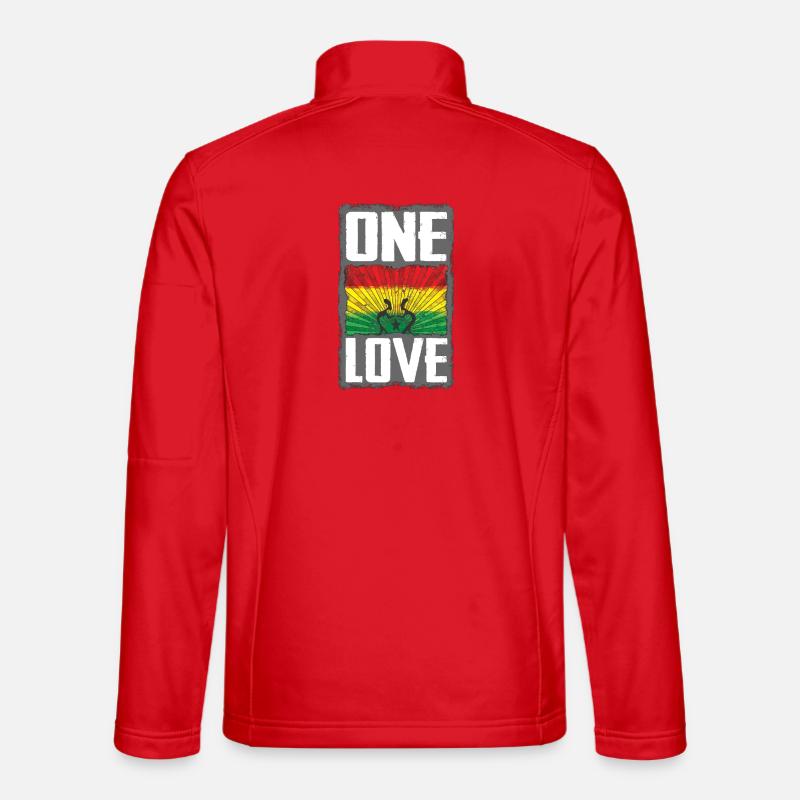 One Love Reggae Flag Design - Unisex Softshell Jacket - red