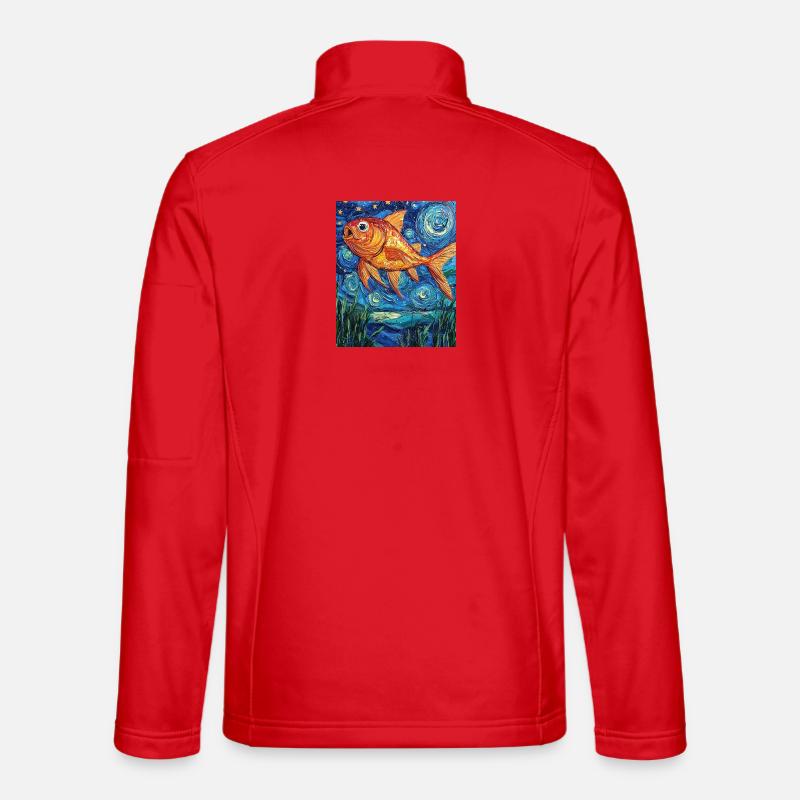 Poisson Rouge Poisson Style Van Gogh Veste en tissu softshell Unisexe