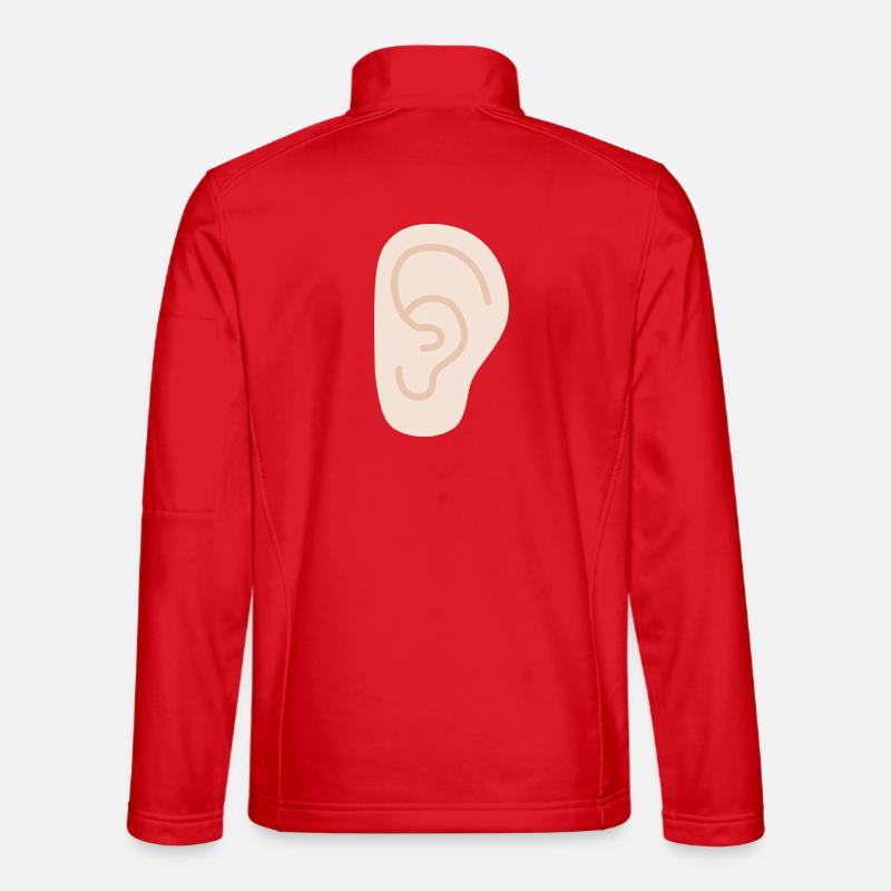 Ear: Soft Peach Line Art - Unisex Softshell Jacket - red