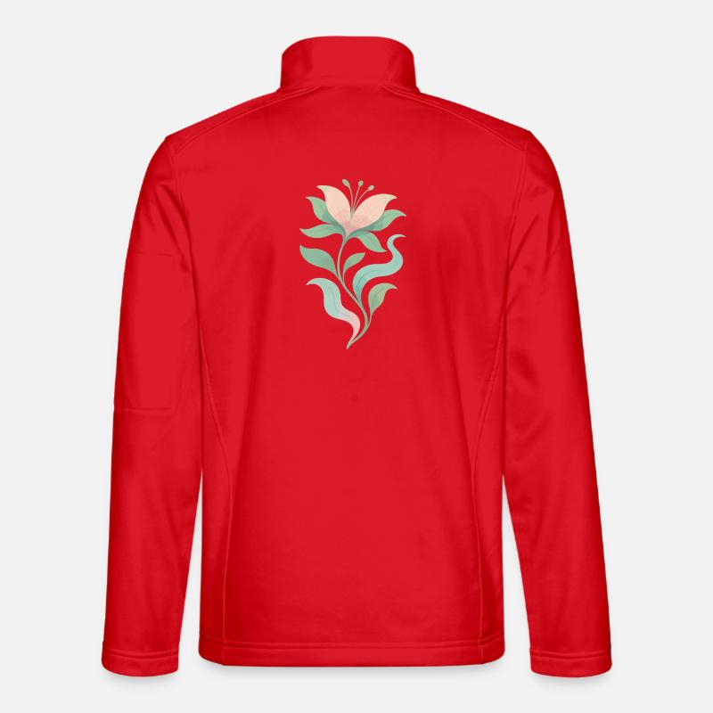 Pastel Bloom Botanical Flow - Unisex Softshell Jacket - red