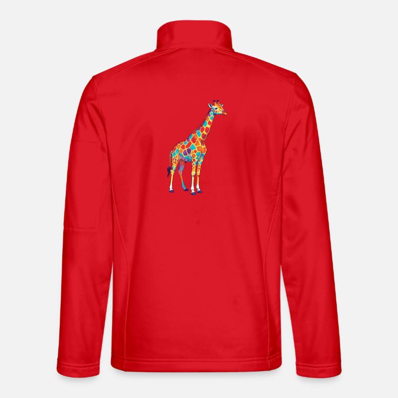 Bunte Giraffen-Regenbogen-Pop-Art-Aquarell - Unisex Softshelljacke - Rot