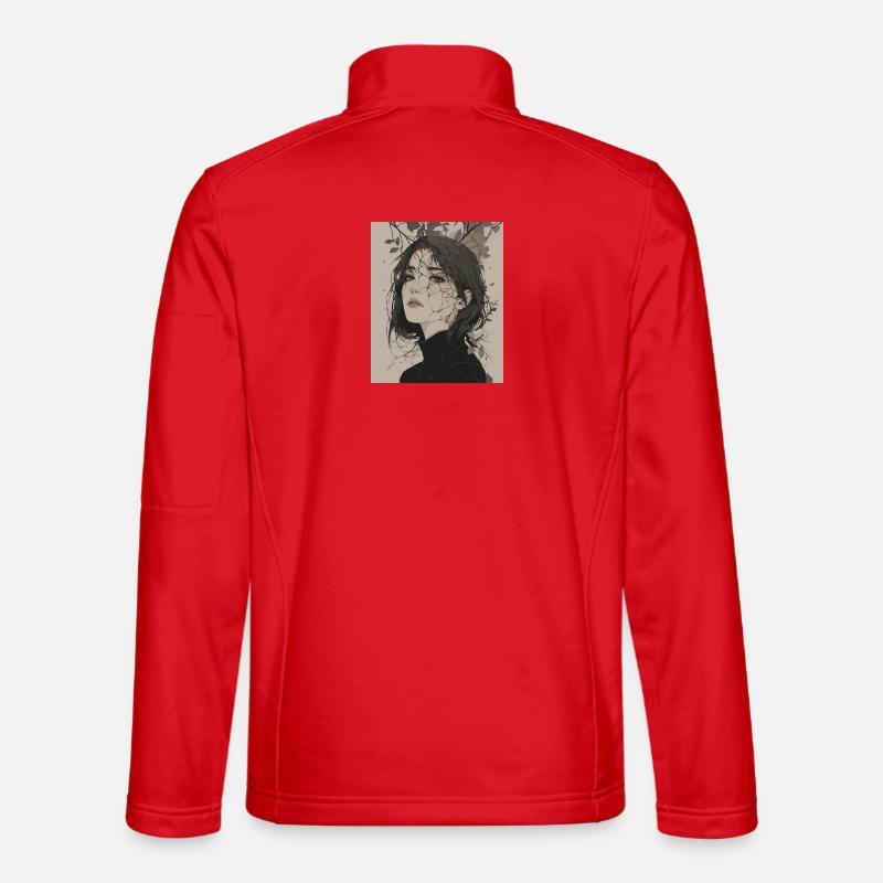 Zerbrochenes Blätterporträt - Unisex Softshelljacke - Rot