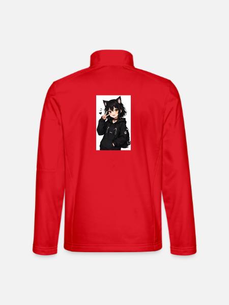 Katzenohren Hoodie Charakter Illustration - Unisex Softshelljacke - Rot - Hinten