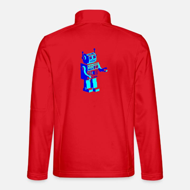 retro robot roboter - Unisex Softshell Jacket - red