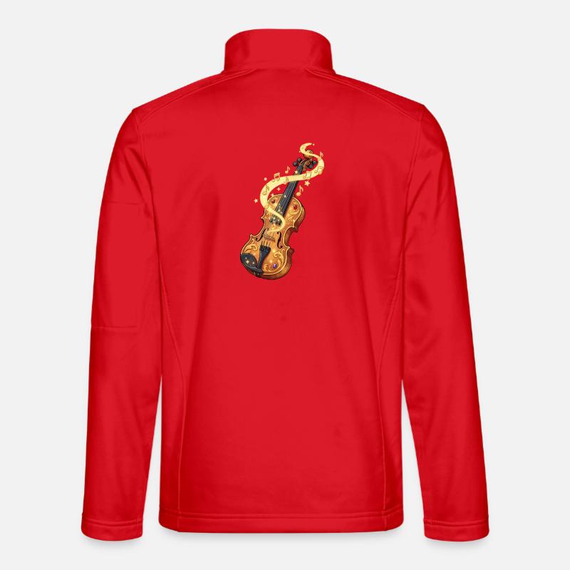Golden Violin with musical notes - Unisex Softshell Jacket - red