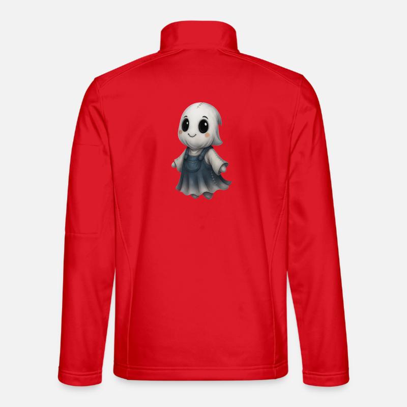 Cute Ghost Friend Patchwork - Unisex Softshell Jacket - red