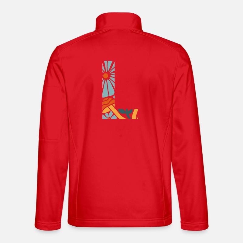 Letter l Groovy Flowers Geschenkidee - Unisex Softshelljacke - Rot