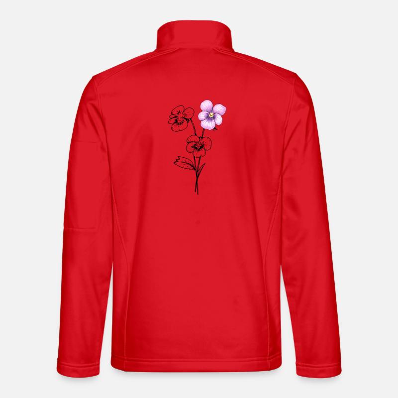 Stiefmütterchen Blume Illustration  - Unisex Softshelljacke - Rot