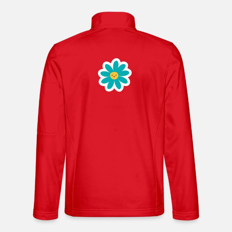 Kawaii Turquoise Daisy Smile - Unisex Softshell Jacket - red