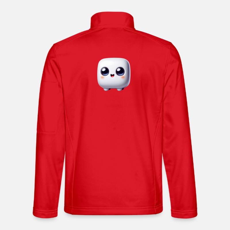 Kawaii Cube Face – Cute Block - Unisex Softshell Jacket - red