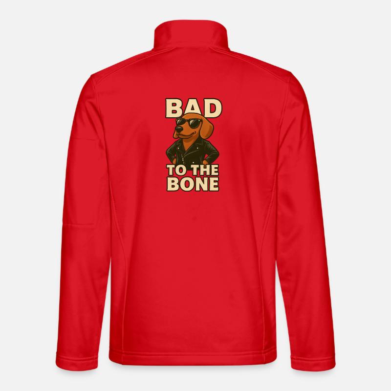 Dackel in Lederjacke - Unisex Softshelljacke - Rot