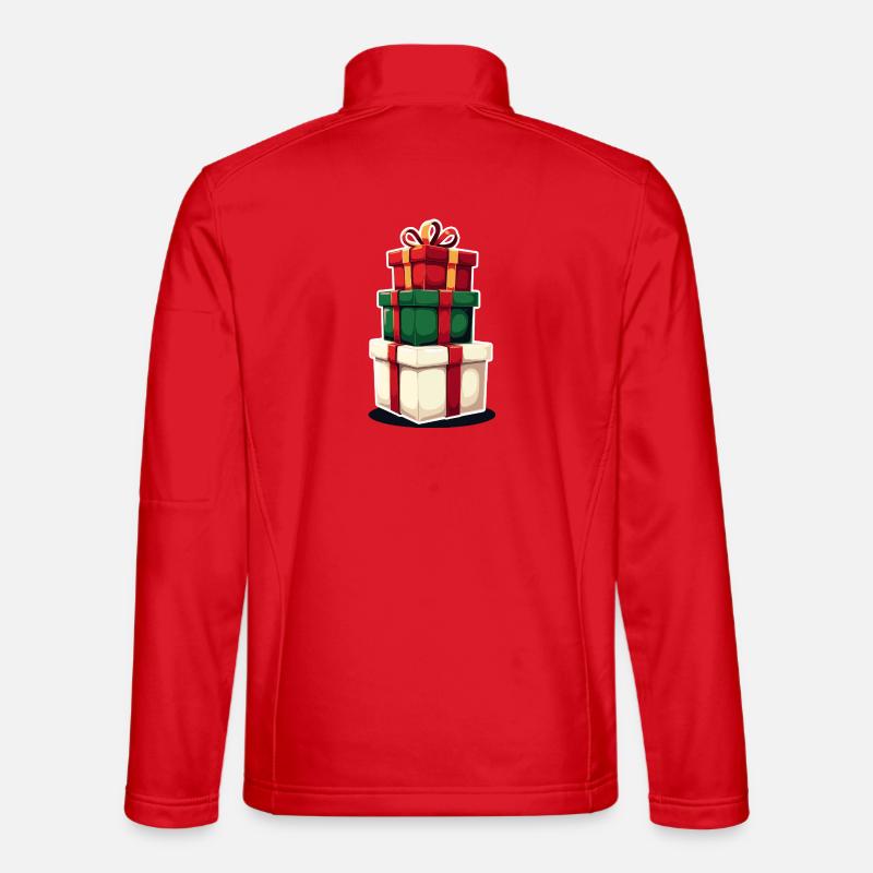 Stacked Gift Boxes Illustration - Unisex Softshell Jacket - red
