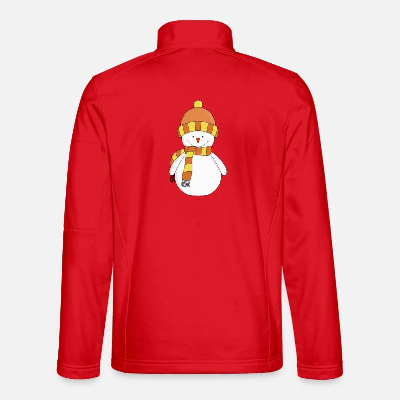 Frosty Winter Snowman - Unisex Softshell Jacket - red