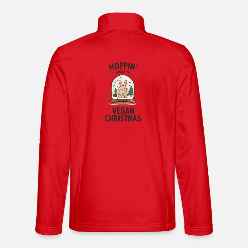 Boule à neige Bunny – Noël végétalien - Veste en tissu softshell Unisexe - rouge