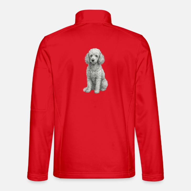 Pudel Hund im Handzeichnungsstil - Unisex Softshelljacke - Rot