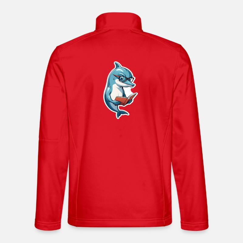 Clever dolphin with book - Unisex Softshell Jacket - red