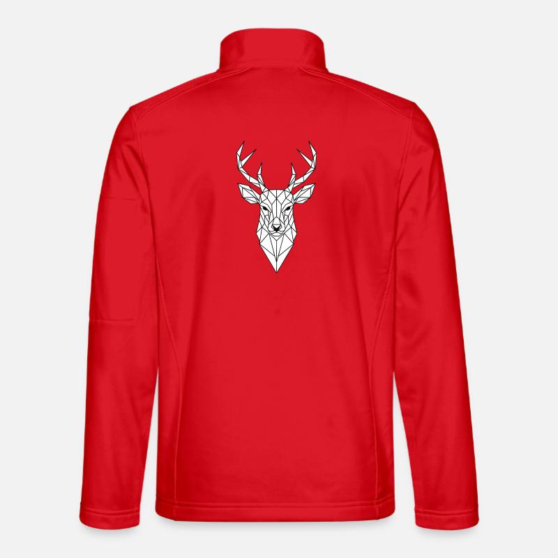 Geometric Deer Head Line Art - Unisex Softshell Jacket - red