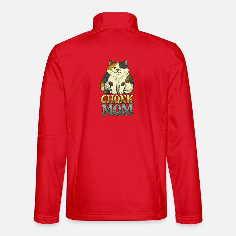 Chonk Cat Mom Retro Print - Unisex Softshell Jacket - red